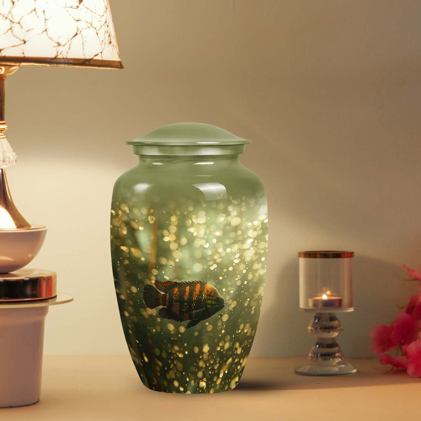 Large, artistic Fish Urn, uniquely designed for storing person's ashes