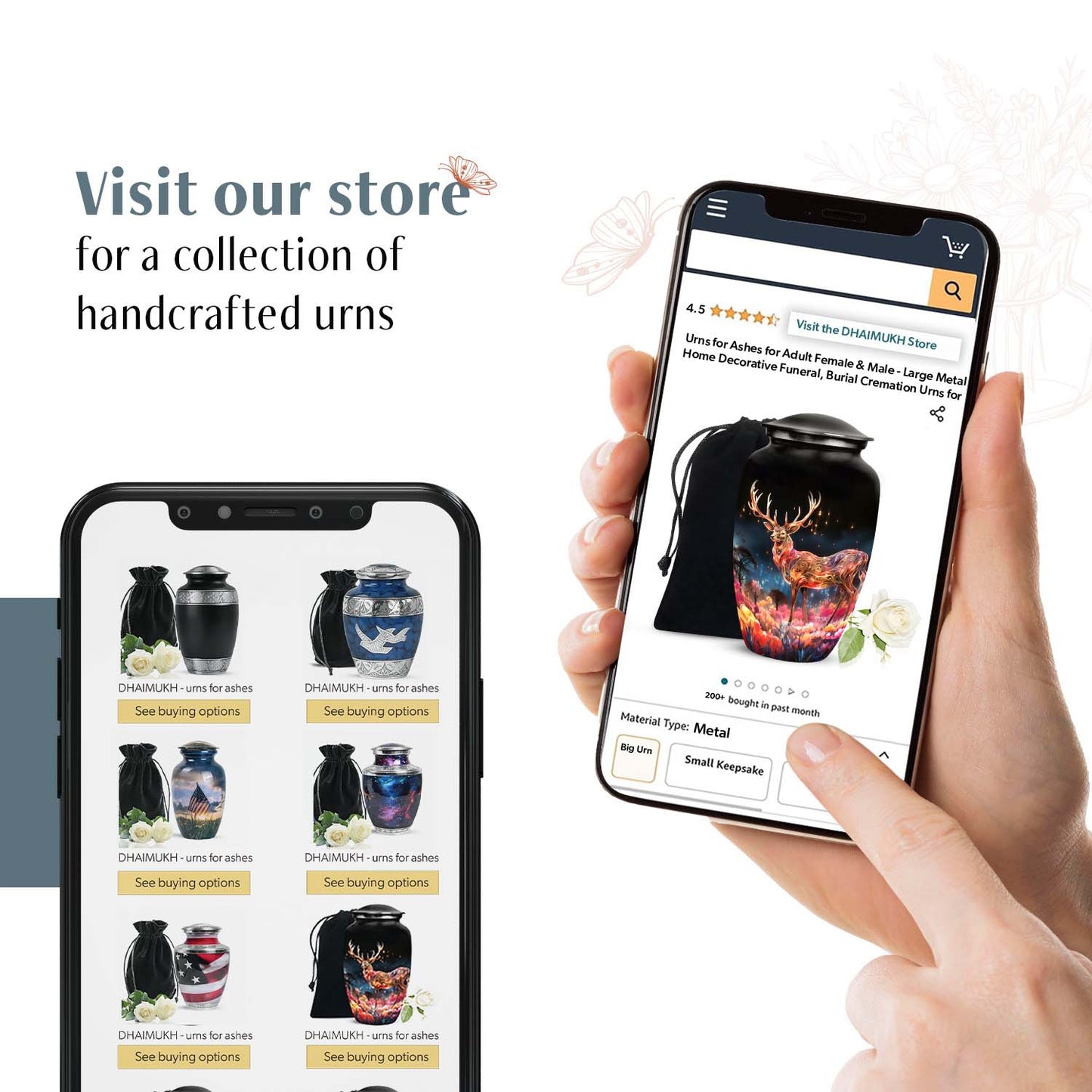 Large fish urn with an elegant design displaying fishes in the blue sea, unique choice for cremated remains