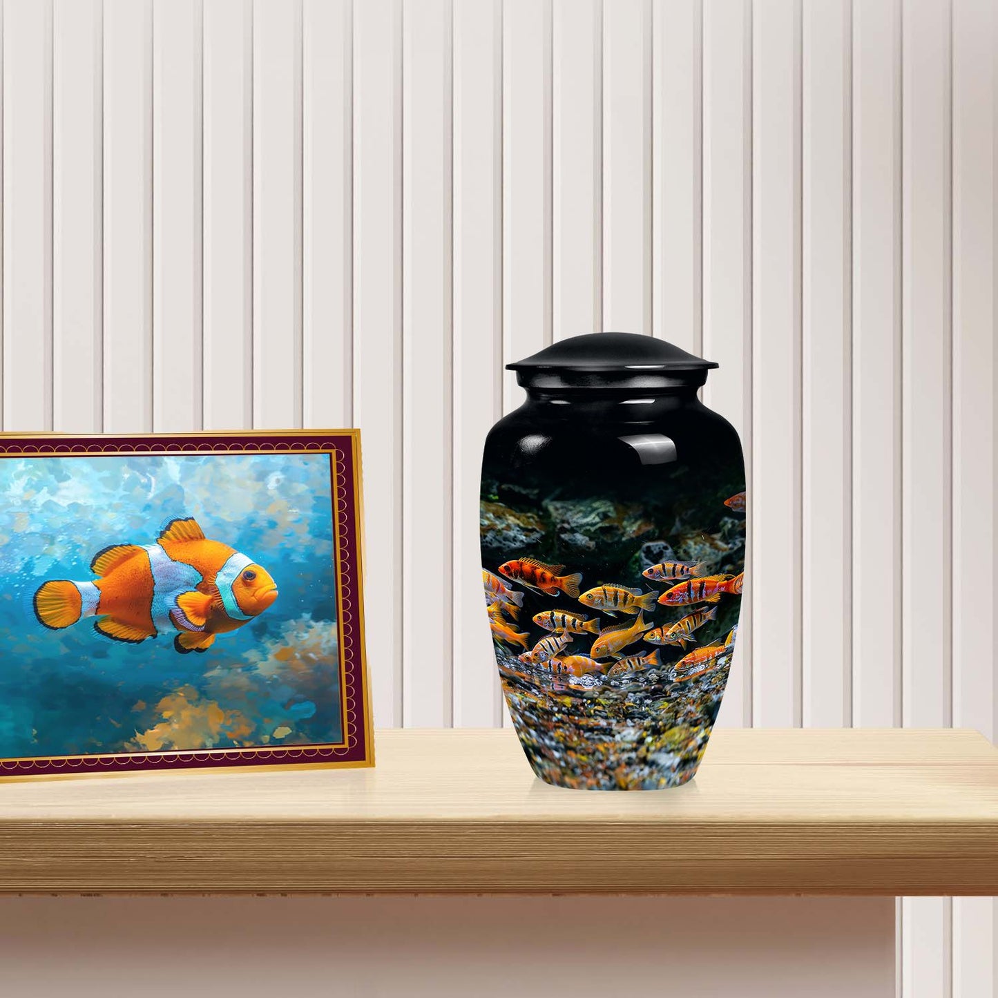 Large and unique fish design urn, ideal for preserving mother's ashes