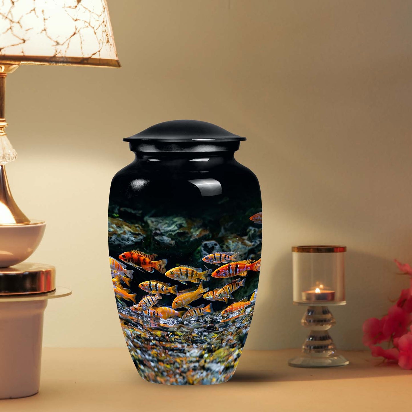 Large and unique fish design urn, ideal for preserving mother's ashes