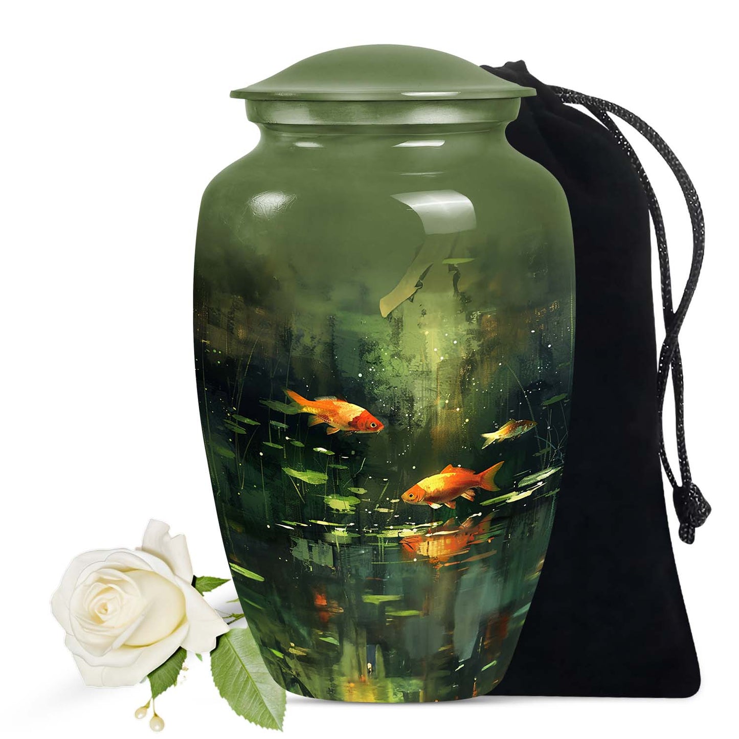 Classic Large Fish Urn, Unique design useful for funeral ashes storage and burial