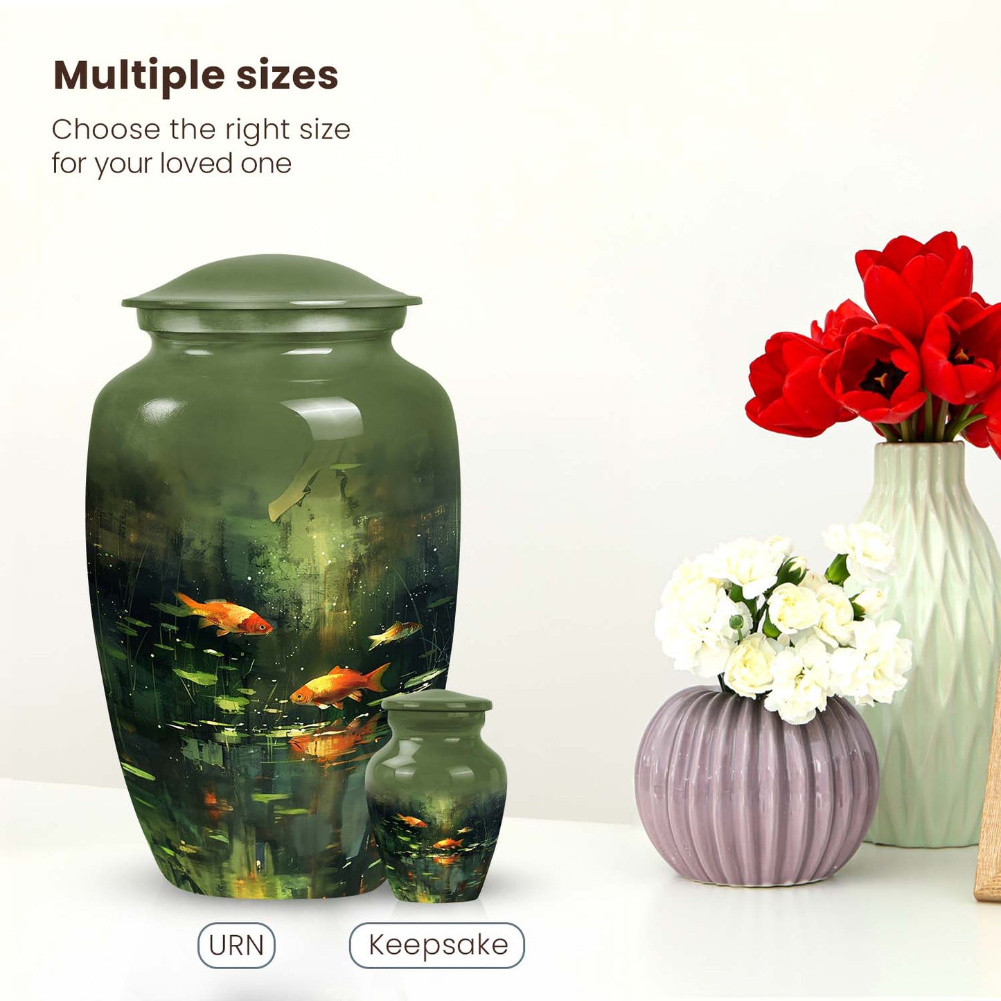 Classic Large Fish Urn, Unique design useful for funeral ashes storage and burial