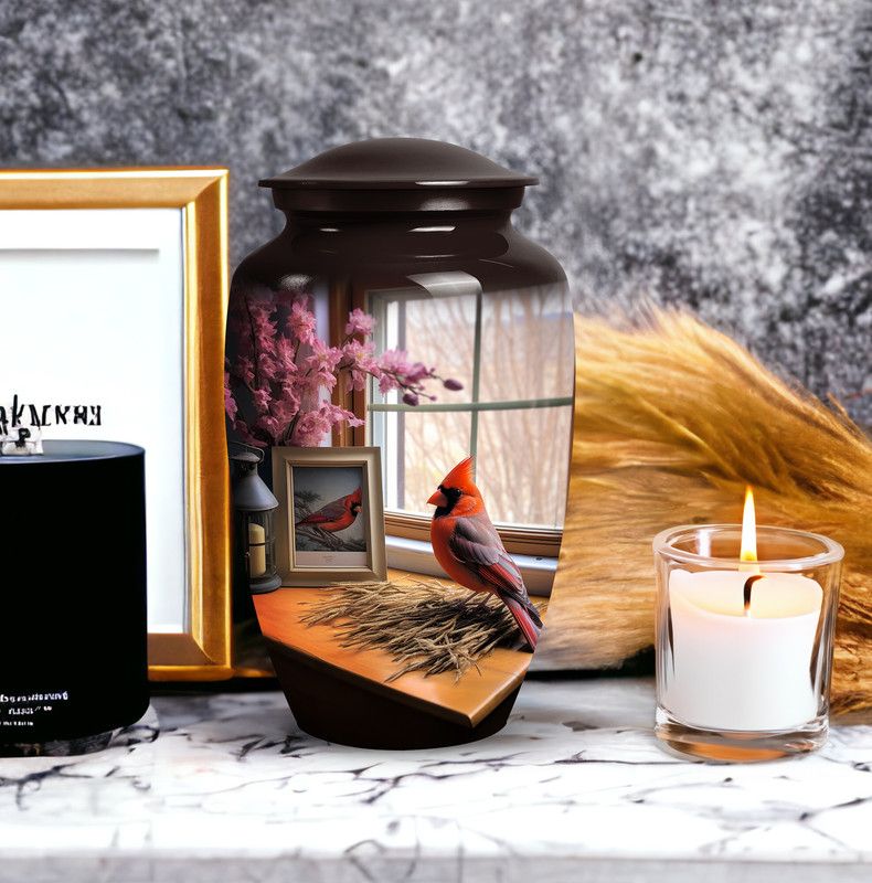 Large Cardinal Bird Cremation Urn for Storing Cremated Human Ashes