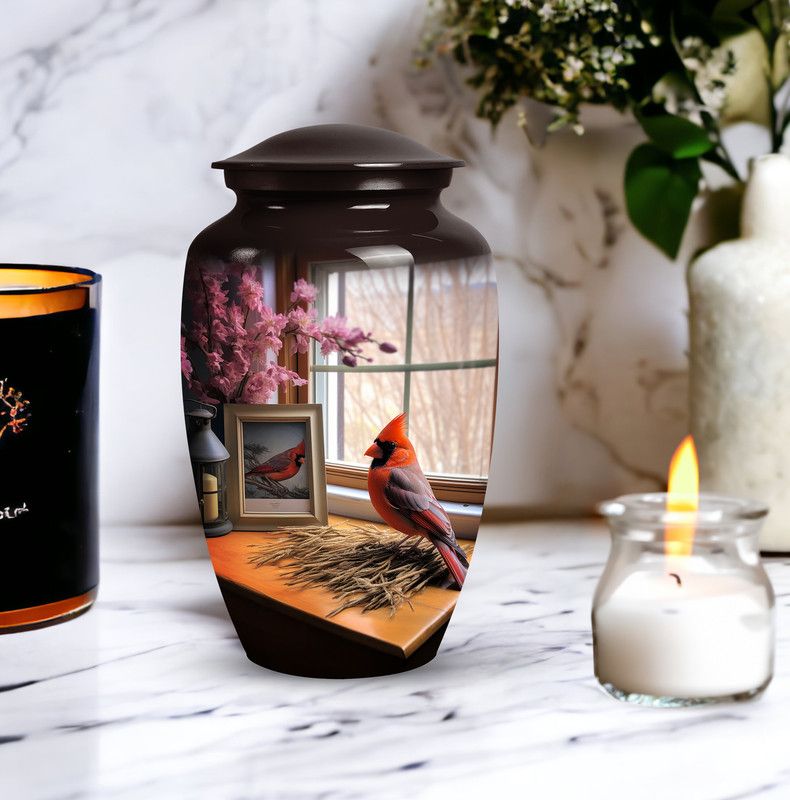 Large Cardinal Bird Cremation Urn for Storing Cremated Human Ashes