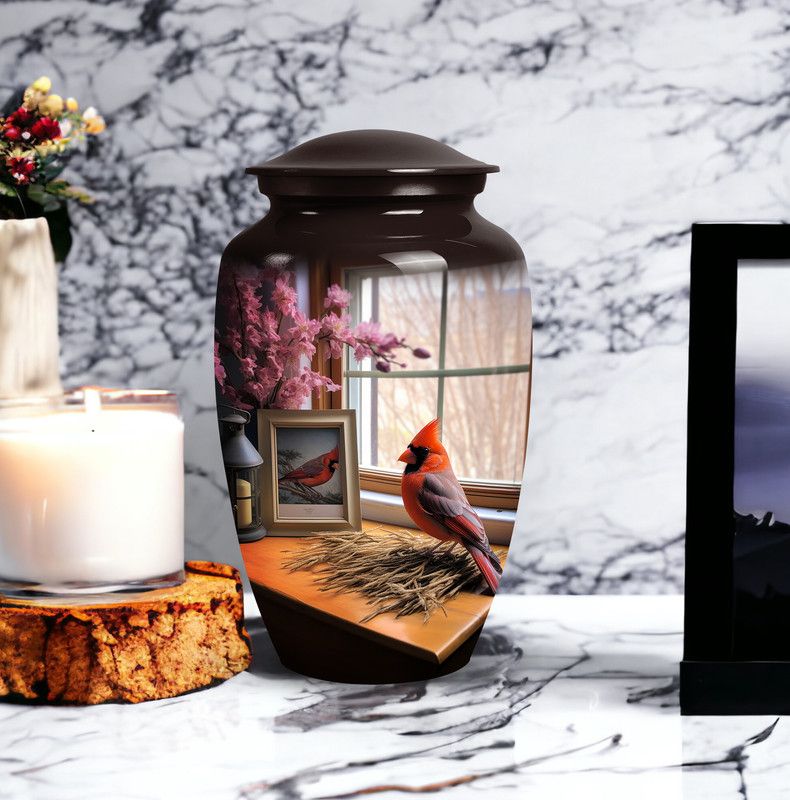 Large Cardinal Bird Cremation Urn for Storing Cremated Human Ashes