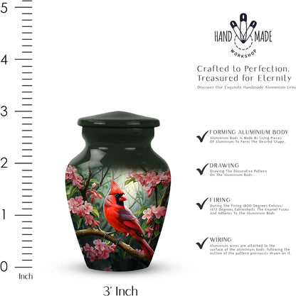 Red Cardinal Cremation Keepsake Urn for Ashes for Women