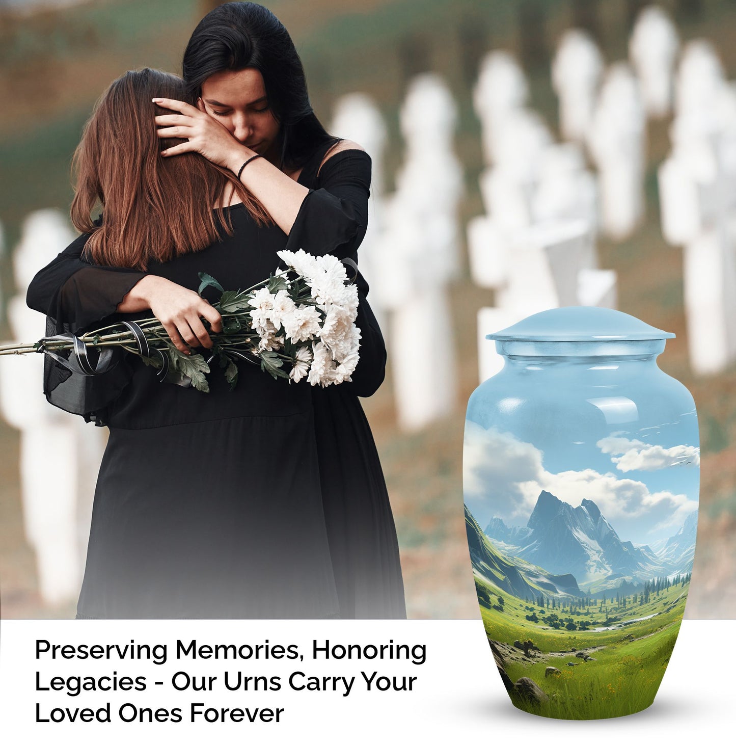 Elegant Ocean Waves urn for adult female ashes, a unique choice for mom or dad cemetery urns, enhancing ocean-themed home decor