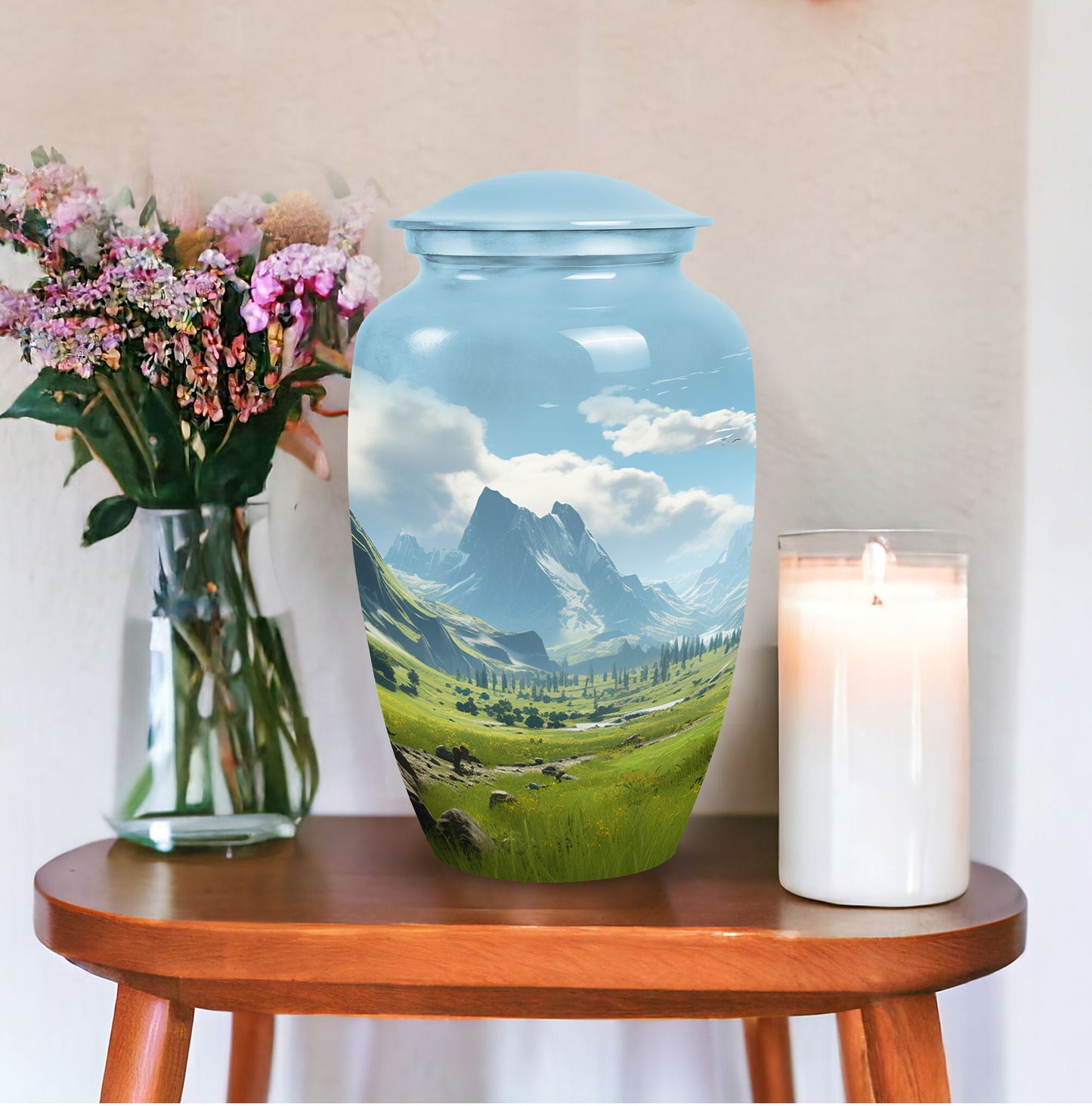 Elegant Ocean Waves urn for adult female ashes, a unique choice for mom or dad cemetery urns, enhancing ocean-themed home decor