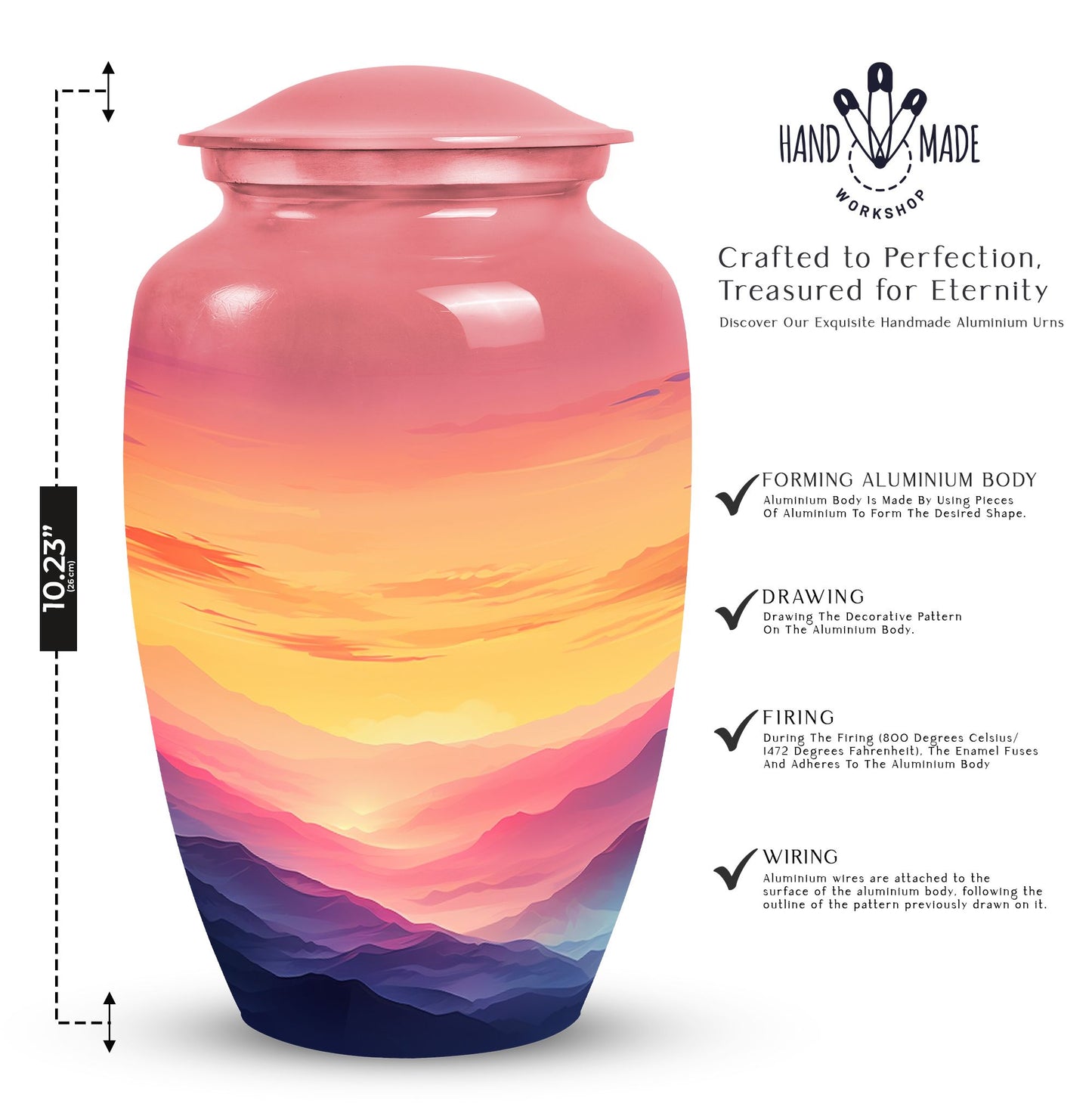 Large mountains themed decorative urn for adult ashes, suitable for men's burial