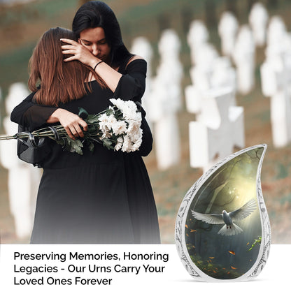 Large Dove The Messenger urn designed for preserving adult human ashes, ideal for burial or cremation memories