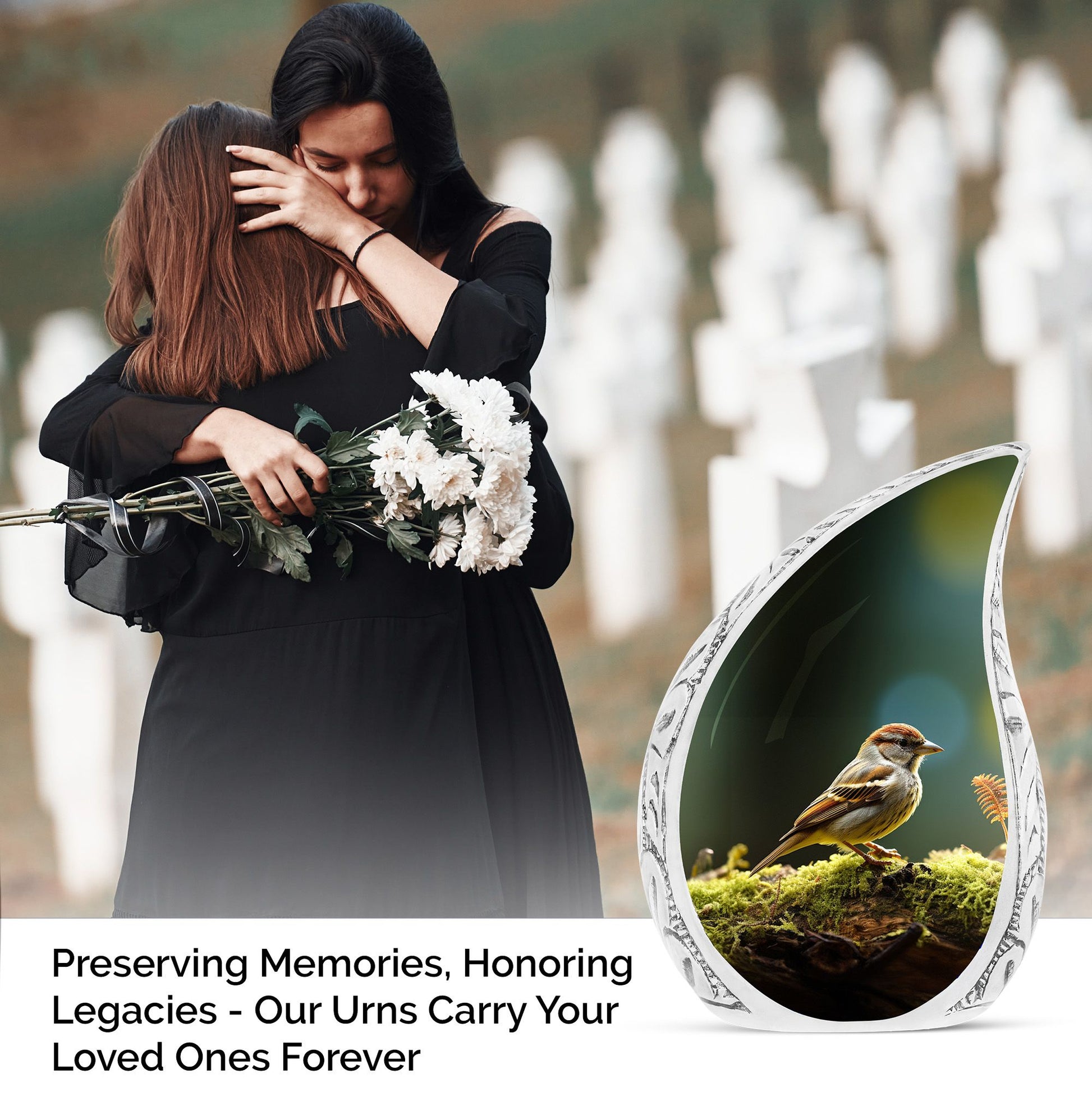 Large Sparrow Urn On Moass Branch, designed as a Memorial and Burial Urn for adult human ashes, ideal for both men and women