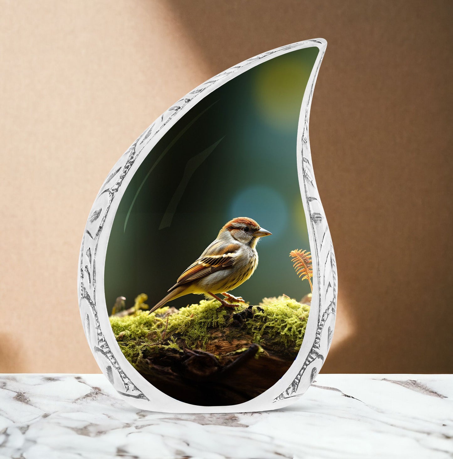 Large Sparrow Urn On Moass Branch, designed as a Memorial and Burial Urn for adult human ashes, ideal for both men and women