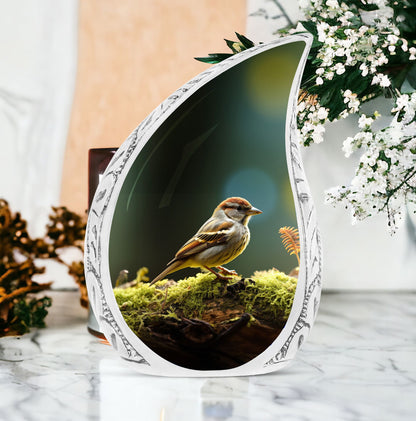 Large Sparrow Urn On Moass Branch, designed as a Memorial and Burial Urn for adult human ashes, ideal for both men and women