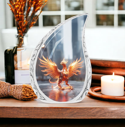 Large Phoenix urn for adults, symbolizing a Phoenix spreading wings, ideal for burial in the ground and holding human ashes