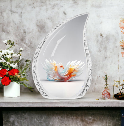 White Phoenix large urn for adult ashes, ideal for funeral and memorial decorations