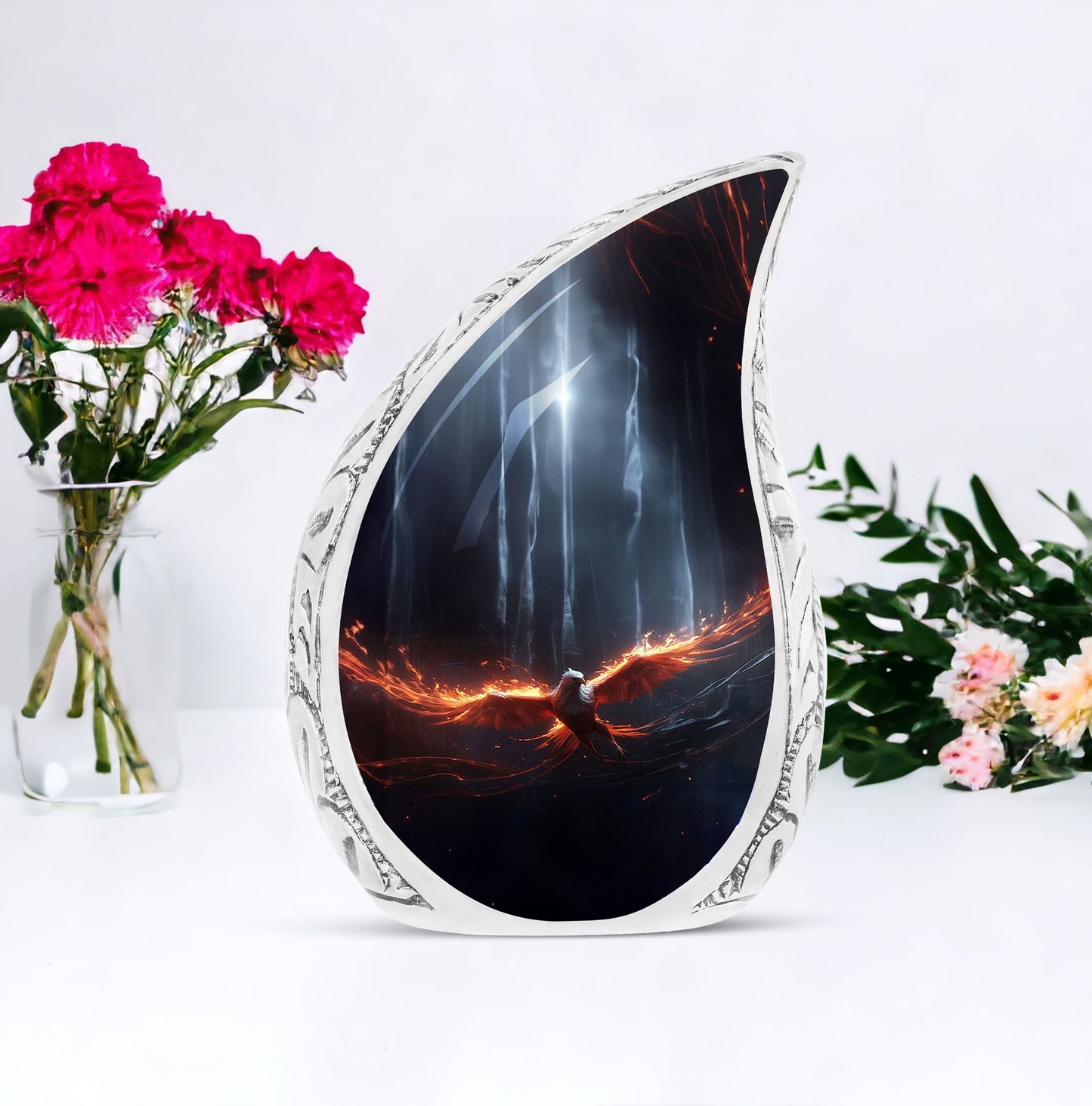 Large Fire Phoenix Fly-In Palace cremation urn, a unique funeral decoration suitable for both male and female ashes