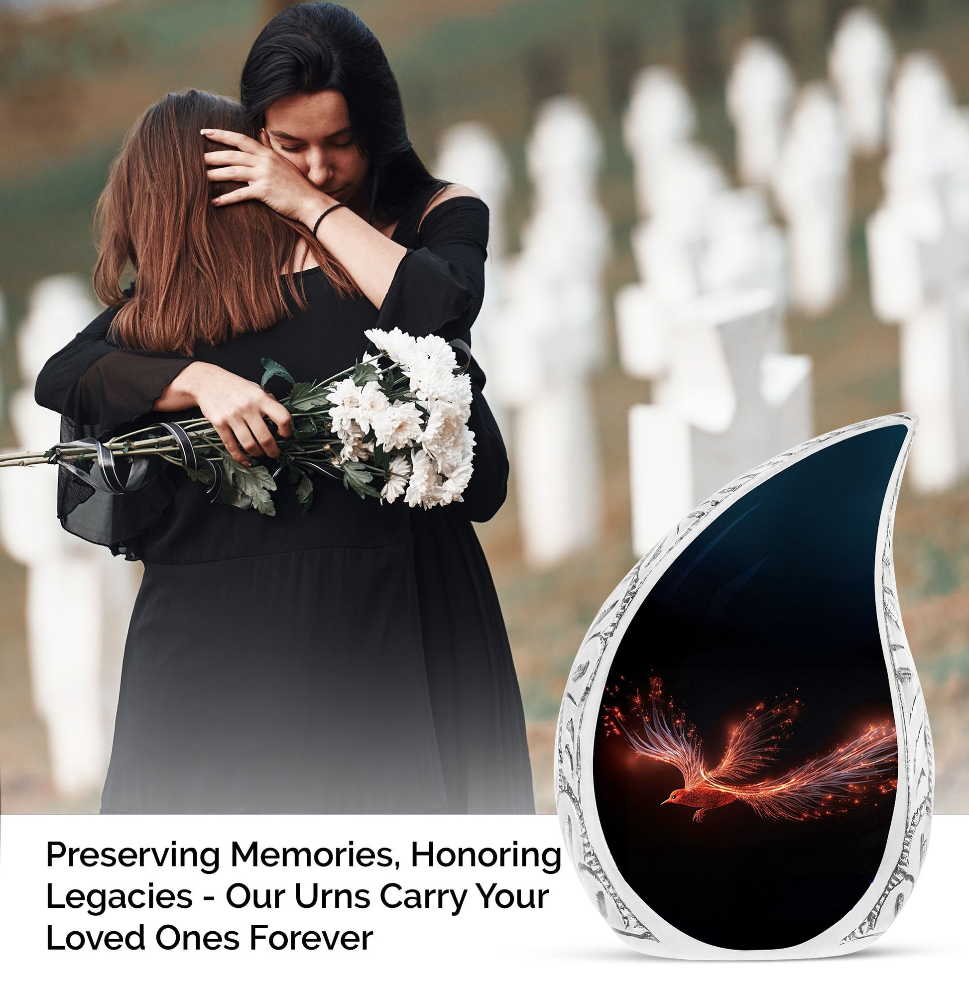 Large Red Sparrow themed cremation urn for human ashes, suitable for adult women