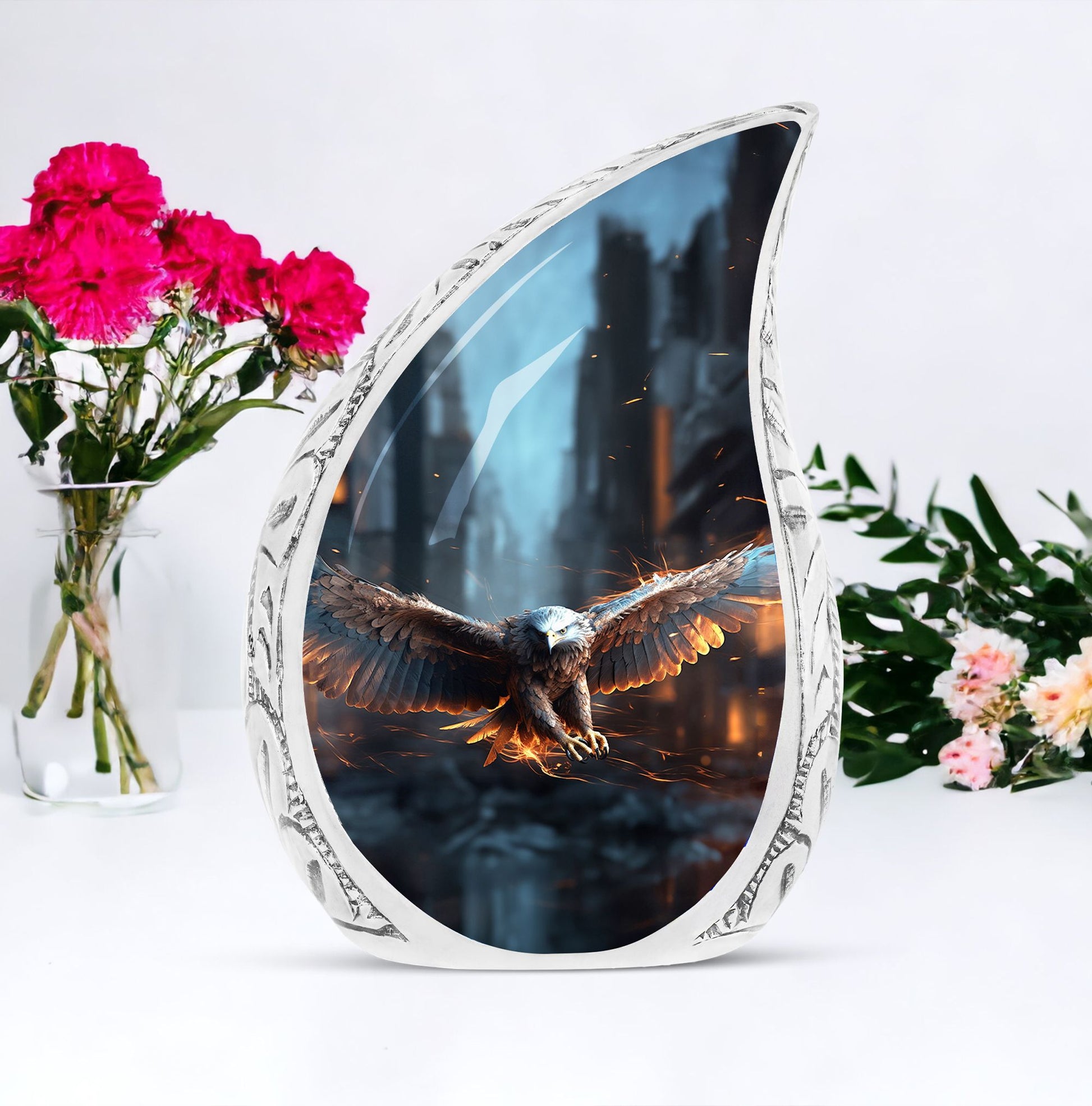 Large Eagle-themed cremation urn, perfect for preserving adult human ashes in a dignified manner