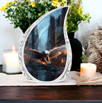 Large Eagle-themed cremation urn, perfect for preserving adult human ashes in a dignified manner