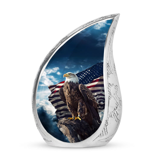 Eagle With American Flag Large Cremation Urns For Human Ashes