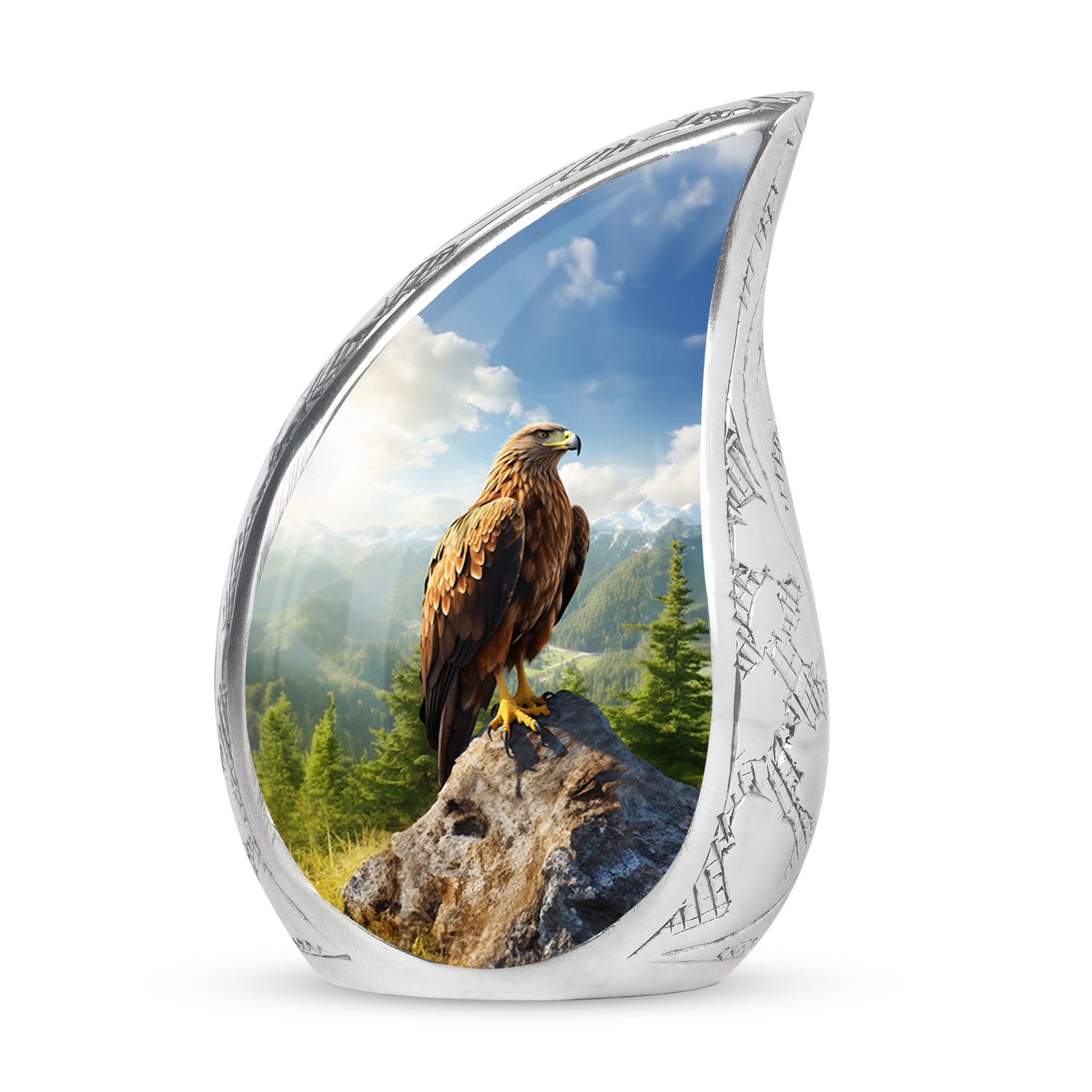Portrait of Eagle on Stone | Large Cremation Urn For Cremated Human Ashes