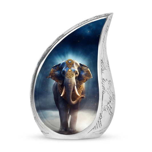 Large majestic elephant designed cremation urn, a unique choice for adult female human ashes