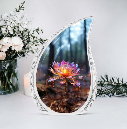 Large Urn, Magical Lilly, designed for preserving adult human ashes, ideal for funeral decorations and memorials