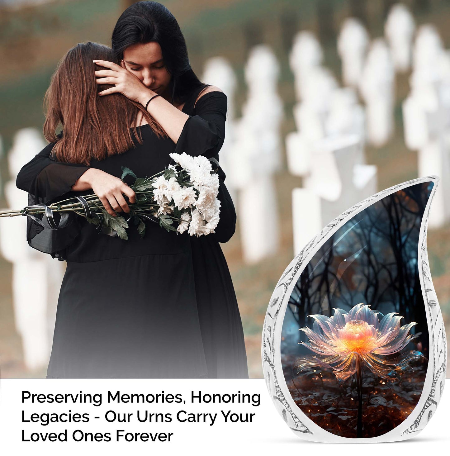 Protection Lilly large urn for ashes, ideal for adult man cremation or burial
