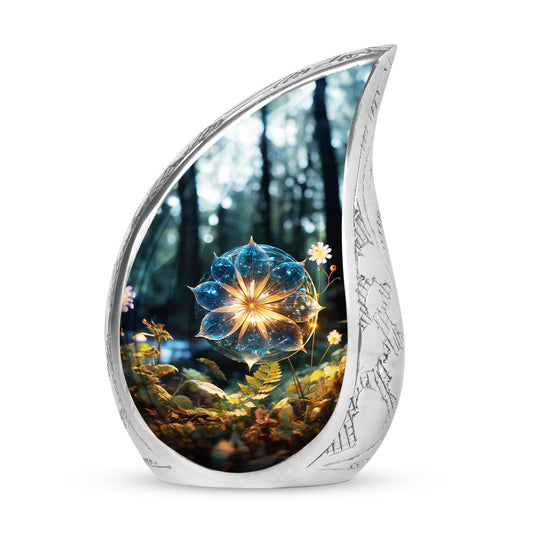 Elegant glass Lilly large cremation urn, decorative and designed specifically for female ashes