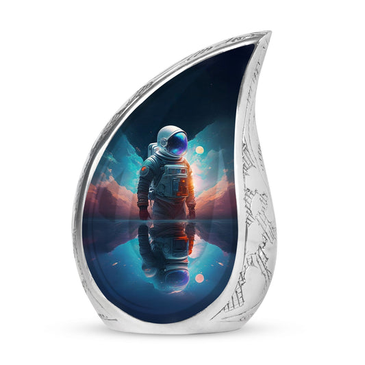 Astronaut Space Theme Cremation Urn | Unique Drop Shape Memorial Urn