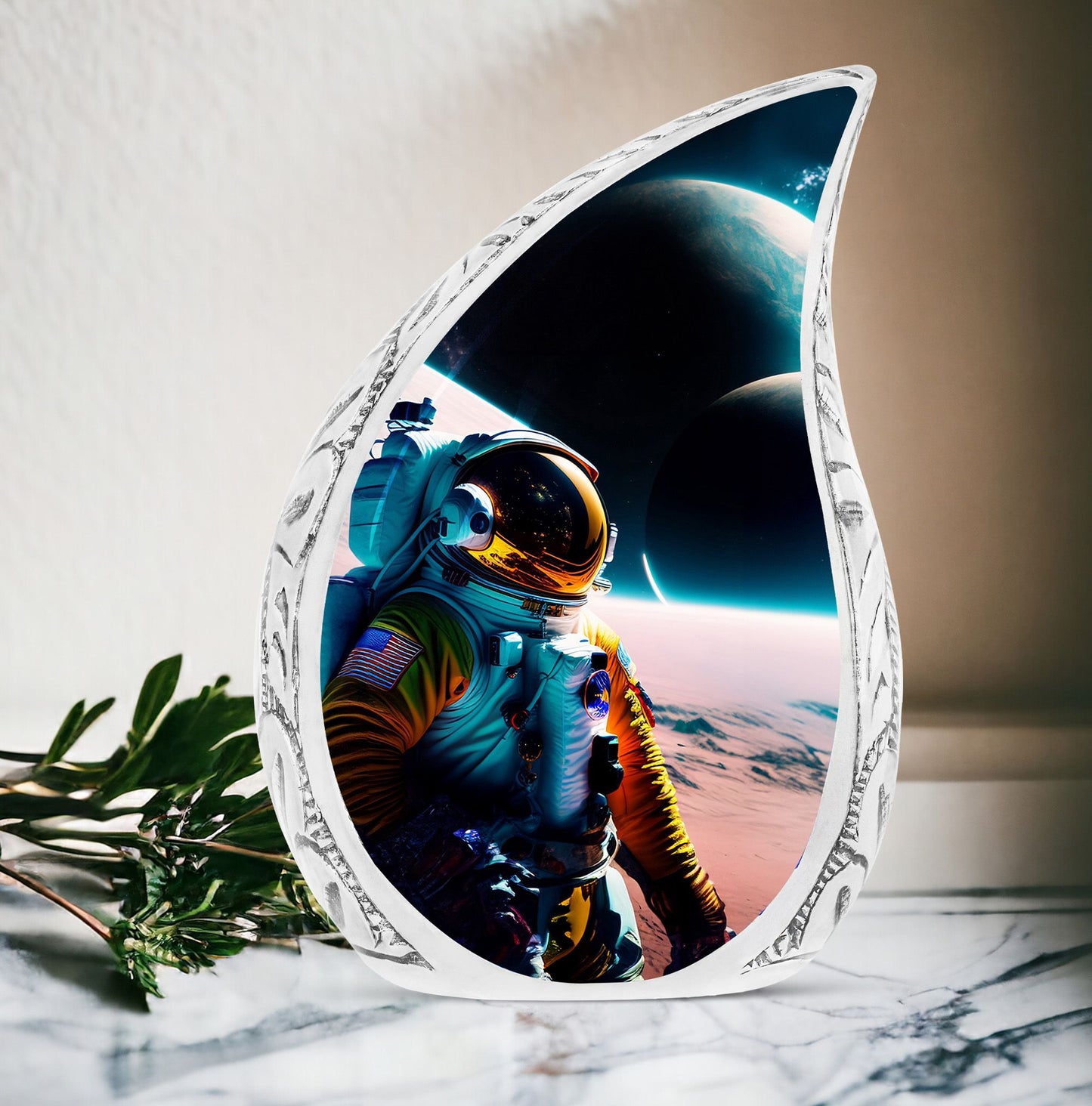Large Urn for Ashes with Astronaut Spacesuit Design, Ideal for Funeral Decorations and Dedicated to Moms