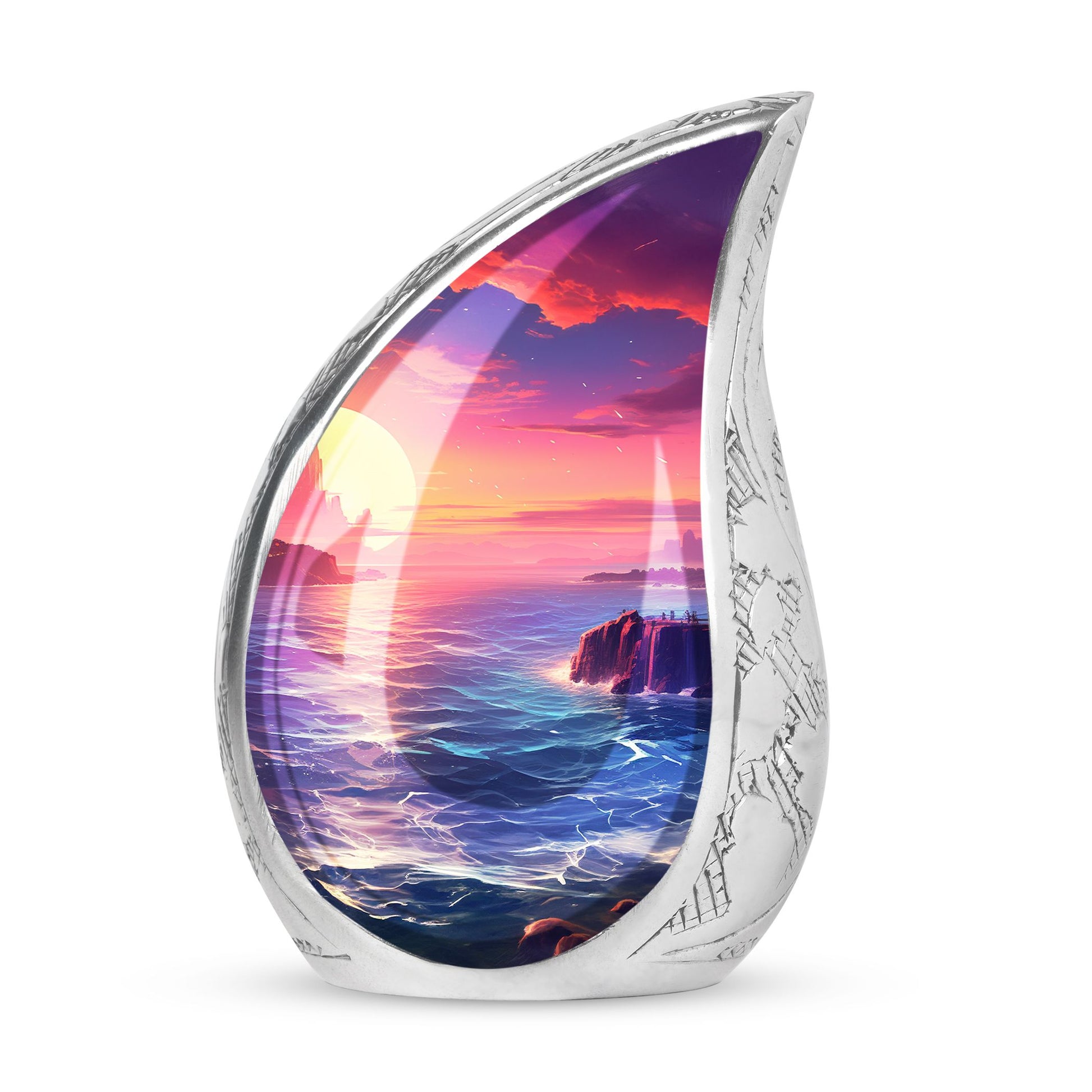 Sunset Over The Ocean Waves Cremation Urn For Human Ashes