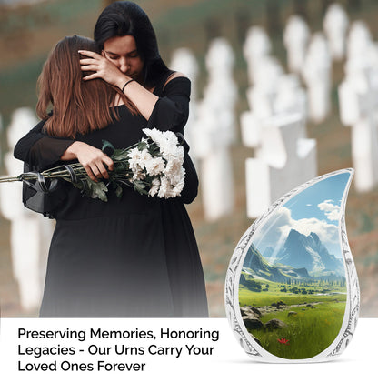 Medium-sized ocean waves themed funeral urn for female adult ashes