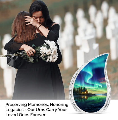 Large Cosmic Symphony urn used for holding human ashes, appropriate for burial in ground or cremation settings