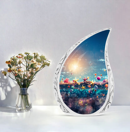Large Enchanted Dreamscape funeral urn showcasing as elegant and durable Ash Holder for Human Ashes, ideal Urn For Ashes in Cremation Urns category for men.