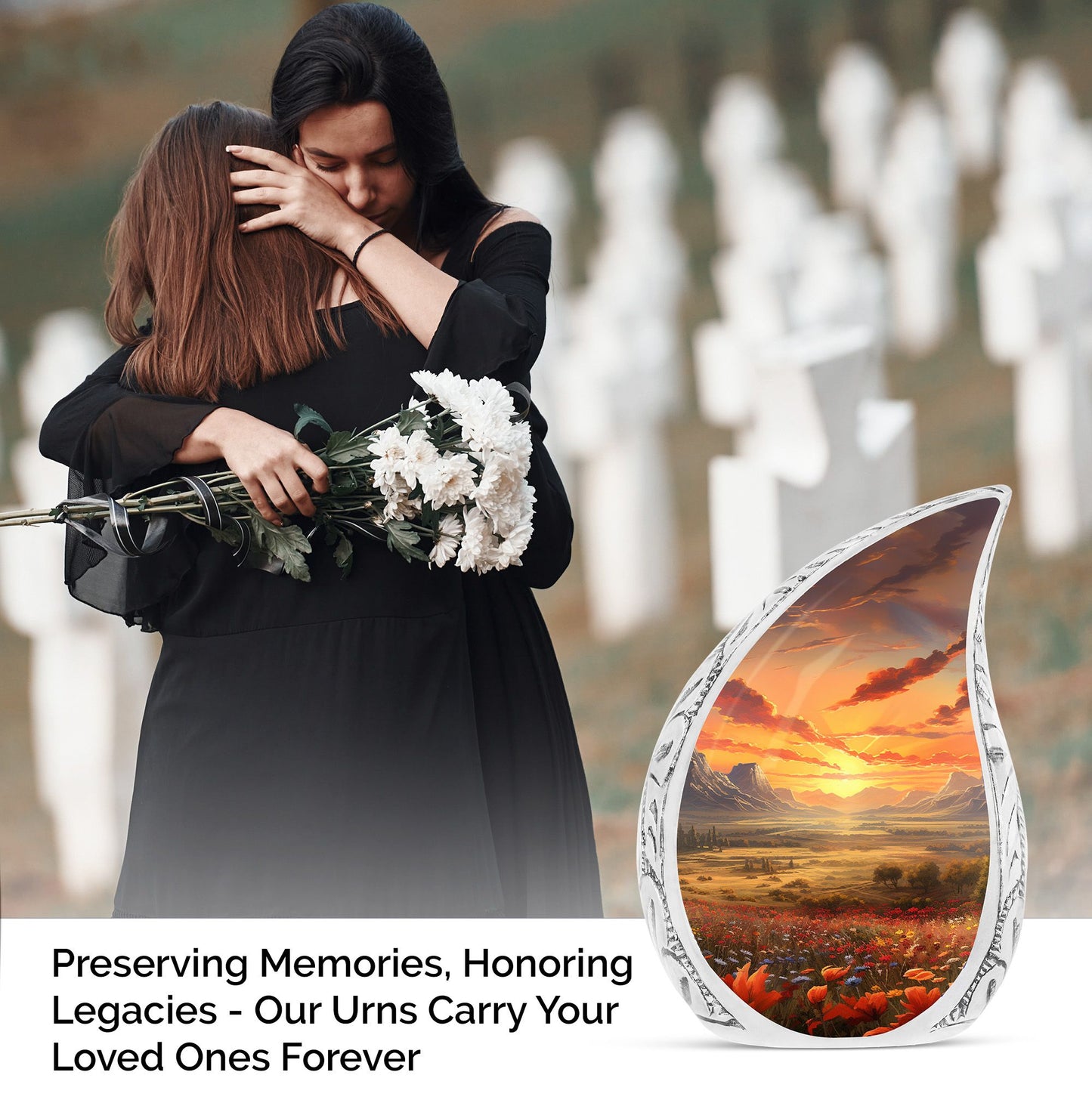Large Sunset Splendor urn, a beautiful cremation urn for adult human ashes. Ideal for both women and men.
