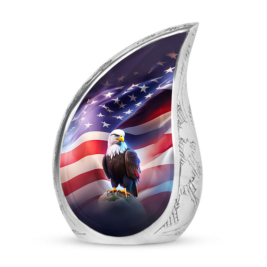 Large, American Pride cremation urn for human ashes, perfect memorials for men, decorative to honor your loved one