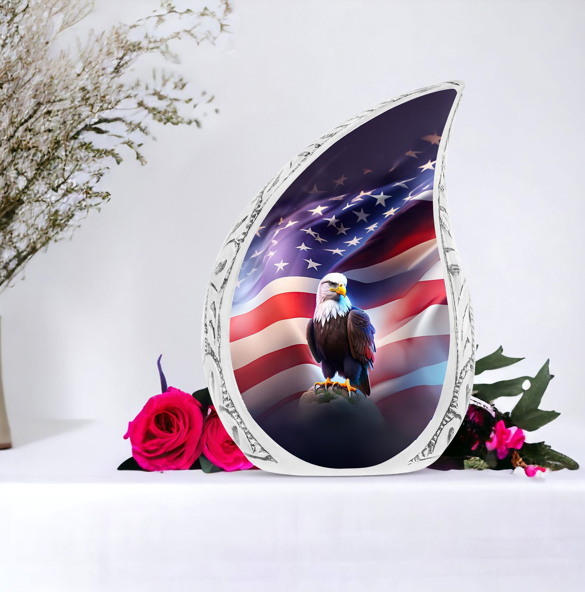 Large, American Pride cremation urn for human ashes, perfect memorials for men, decorative to honor your loved one