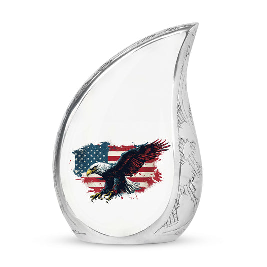 Patriotic Eagle American Flag Tribute Cremation Urn ,Memorial Cremation Urn