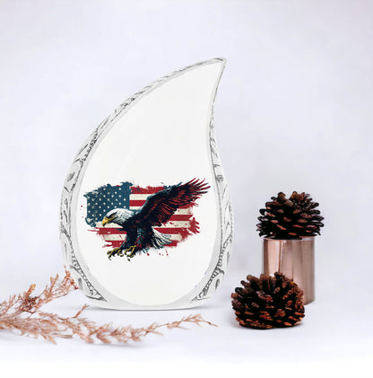 Large Patriotic Eagle Funeral Urn, a unique choice for adult male human ashes, showcasing dignity and respect.