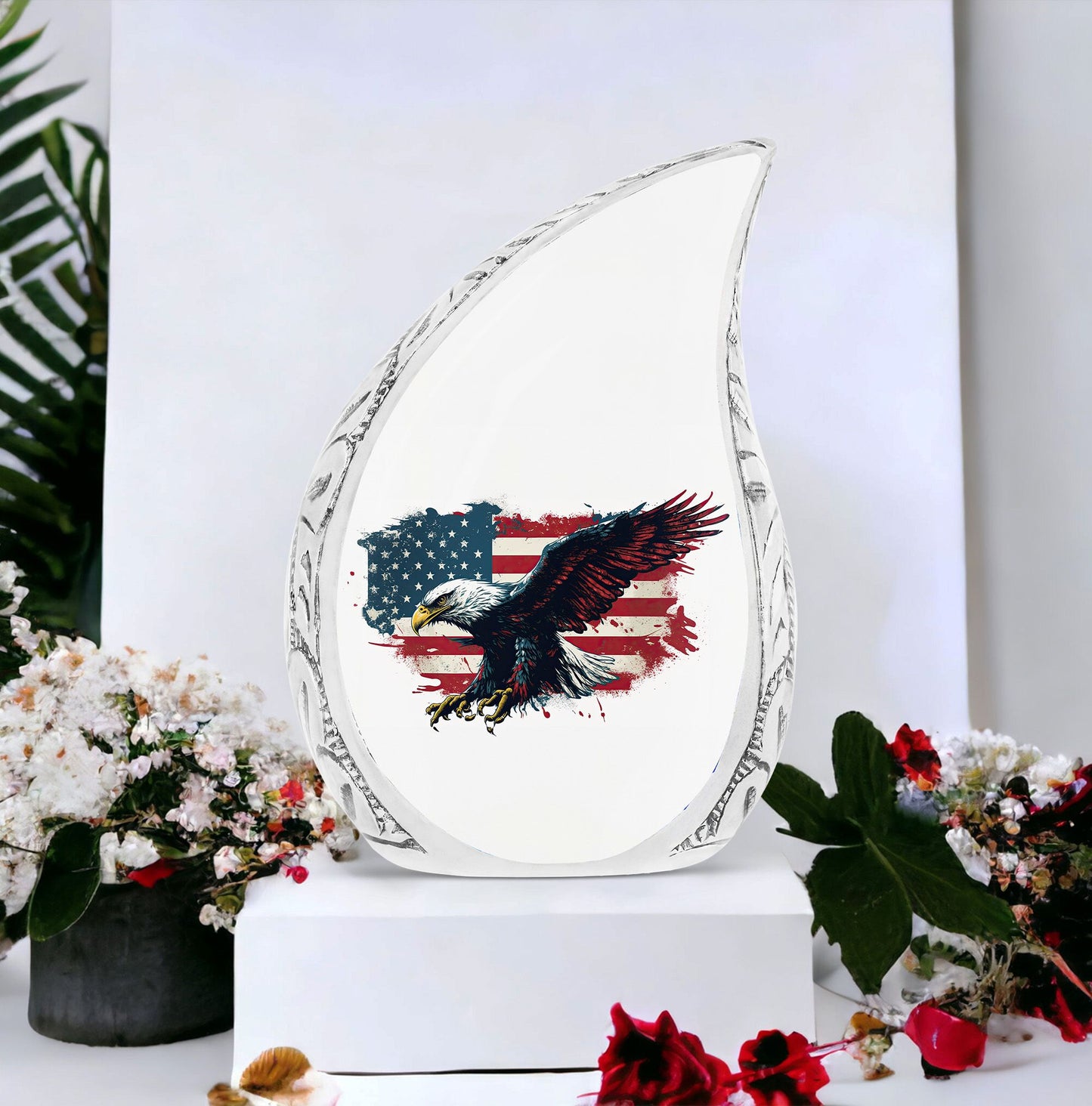 Large Patriotic Eagle Funeral Urn, a unique choice for adult male human ashes, showcasing dignity and respect.