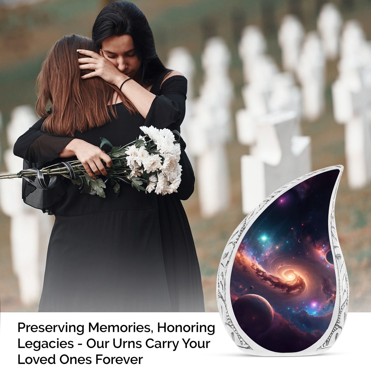 Large Galactic Spiral Urn suitable for human ashes, perfect for burial or funeral purposes