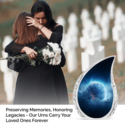 Large Celestial Awakening funeral urn, suitable as an Adult Male Urn for Ashes or Perfect Memorials Urn.