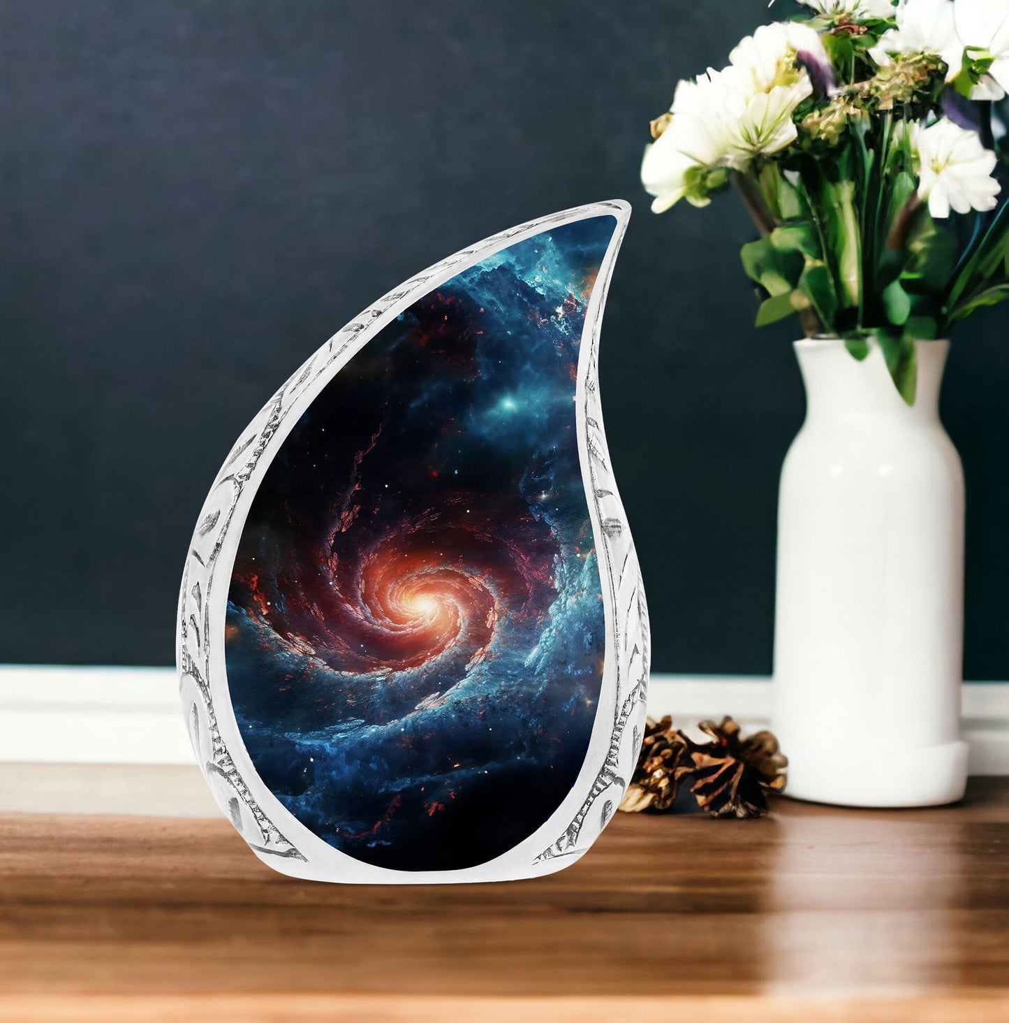Large, plain, Galactic Majesty cremation urn, ideal for holding adult human ashes, apt for women