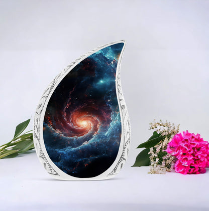 Large, plain, Galactic Majesty cremation urn, ideal for holding adult human ashes, apt for women