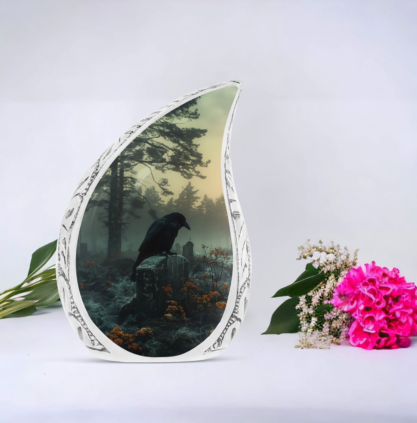 Large Raven's Watch cremation urn, unique urn for human adult ashes, suitable for mom