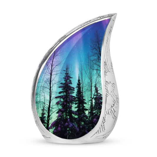 Aurora Borealis Northern Lights Mountain Cremation Urn For Ashes