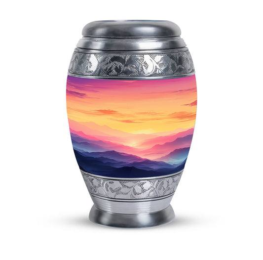 Large Mountain-themed Memorial Cremation Urn for Ashes, ideal for adults and women