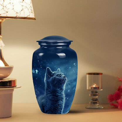 Large Cat-themed Pet urn showcasing Unique Cat design, crafted for a dignified cremation memorial.