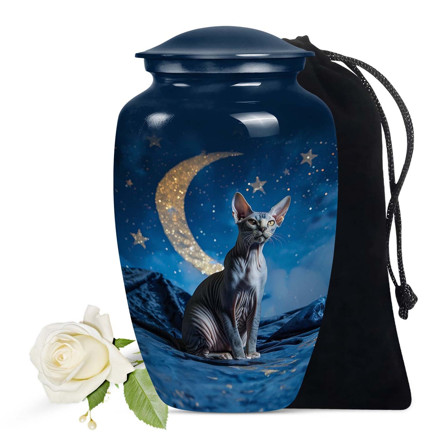 Cat with Stars and Moon Pet Cremation Urn | Custom Urn For Cat Ashes